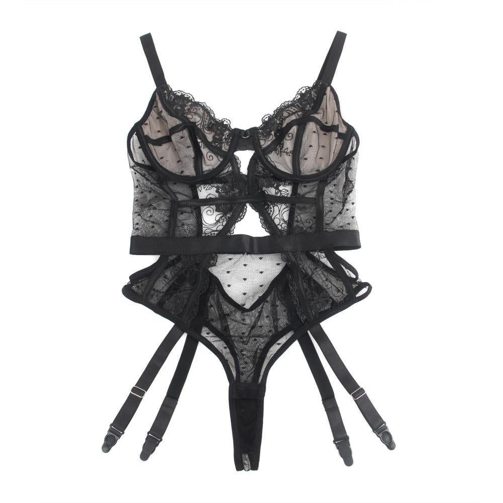 Body in Pizzo con Reggicalze Incorporato